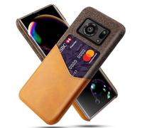 Cover per Sharp AQUOS R6,Copertura in pelle in tela e PU,Antiscivolo,360°copertura completa Impossibile con 1 slot per carte dietro,Prevenzione della caduta-Brown