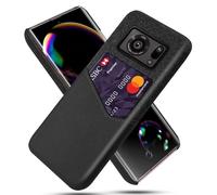 Cover per Sharp AQUOS R6,Copertura in pelle in tela e PU,Antiscivolo,360°copertura completa Impossibile con 1 slot per carte dietro,Prevenzione della caduta-Black