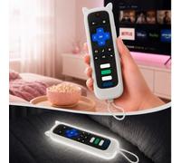Cover per telecomando Roku, Glow in the Dark Silicone Remote Case (bianco) | Design con orecchie di gatto, custodia universale di ricambio per controller, con tracker compatibile con telecomando TCL