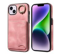 Cover per telefono compatibile con iPhone 14 Plus 6.7 Inch Wallet Case in pelle protettiva con Card Holder, 360° Rotazione Ring Kickstand PU Leather Double Magnetic Clasp Shockproof Cover ar