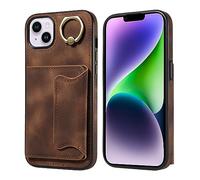 Cover per telefono compatibile con iPhone 14 Plus 6.7 Inch Wallet Case in pelle protettiva con Card Holder, 360° Rotazione Ring Kickstand PU Leather Double Magnetic Clasp Shockproof Cover ar