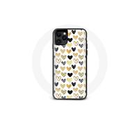 Cover per telefono - Cuori Nero Oro - iPhone 13 - Flessibile - Protezione contro gli urti - Chic