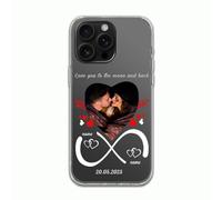 Cover per telefono trasparente personalizzata con 1 cuore foto e testo Crea il tuo design personalizzato trasparente regalo unico per coppie, familiari, amici, per iPhone 17 16 15 14 13 12 11 XR X XS