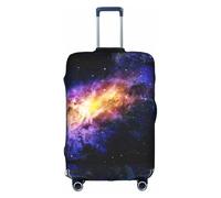 Cover per valigia con stampa galassia nell'universo, con cerniera, fori per maniglia, materiale elastico mantiene i bagagli chiusi, ideale per i viaggi, bianco, L