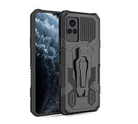 Cover per Vivo V21 4G/5G, Case per Antiurto in TPU, Clip Posteriore in Metallo Compatibile + Design con Supporto, Protettiva per Tutto il Corpo Custodia per Vivo V21 4G/5G-Nero