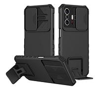 Cover per Xiaomi Mi 11T / Mi 11T Pro, Custodia 2in1 Dual Layer Ibrida 360 Gradi Full Body Antiurto Protettiva, Bumper e Rigida Plastica Armor Proteggi con Scorrevole Protezione Fotocamera, Nero