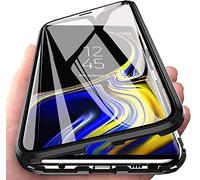 Cover per Xiaomi Mi 12/Xiaomi Mi 12X Magnetica Adsorbimento Custodia Metallo Ultra Sottile 360 Gradi Full Body Anteriore e Posteriore Trasparente Vetro Temperato Protezione Cover - Nero