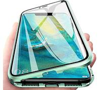 Cover per Xiaomi Mi 12/Xiaomi Mi 12X Magnetica Adsorbimento Custodia Metallo Ultra Sottile 360 Gradi Full Body Anteriore e Posteriore Trasparente Vetro Temperato Protezione Cover - Verde