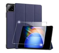 Cover per Xiaomi Pad 6S Pro 2024 12.4 inches custodie+1 Pezzi Vetro Temperato,Gomma Protezione Protettivo,Ultra Sottile Antiurto Anti-Graffio TPU Flessibile Case-Blue