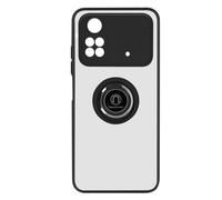 Cover per Xiaomi Poco M4 Pro 4G Bimateria Anello Metallico Supporto Nera