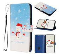 Cover per Xiaomi POCO M6 4G Natale Custodia, Christmas Cartoon Custodia in PU Pelle Magnetica Libro Flip Caso Antiurto Portafoglio [Supporto Stand] con Porta Carte e Cinturino da Polso Wallet Case