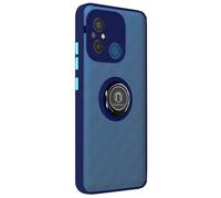 Cover per Xiaomi Redmi 12C bimateria anello metallico supporto bordo blu