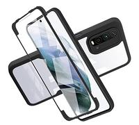 Cover per Xiaomi Redmi 9T / Poco M3, Custodia 2in1 Dual Layer Ibrida [360°] Full Body Antiurto Protettiva [Silicone TPU Fronte] e [Rigida Plastica Back] caso, Nero