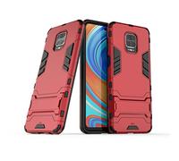 Cover per Xiaomi Redmi Note 9 Pro/Redmi Note 9s / Redmi Note 9 Pro Max Custodia Antiurto con Supporto per Cellulare Rigida Resistente Protettiva Bumper Rugged Armor Case (Rosso)