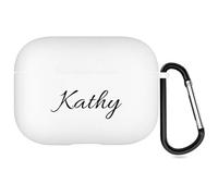 Cover personalizzata con nome Compatibile con Apple AirPods Pro 3rd (2025), copertina morbida personalizzata con stile di scrittura a mano (Bianco)
