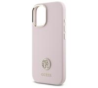 Custodia Guess per iPhone 16 6.1 rosa Custodia rigida in silicone Logo Strass 4G - Nouvo