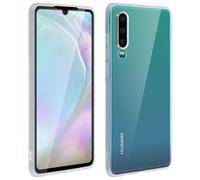 Custodia in Silicone Trasparente Avizar + Bordi Neri in Vetro Temperato per Huawei P30