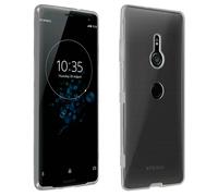 Custodia in silicone trasparente Avizar + vetro temperato con bordi neri per Sony Xperia XZ3