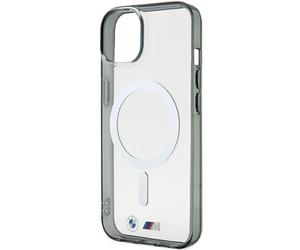 Cover posteriore per iPhone 15 modello BMW - Custodia MagSafe con anello argenta
