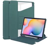 Cover posteriore trasparente compatibile con Samsung Galaxy TAB S6 Lite SM-P610/P615 portapenne, supporto girevole a 360 gradi Folio Flip Smart For tablet Auto Sleep/Wake Tablet Case(Dark Green)