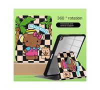Cover protettiva in pelle nera Hello Kitty compatibile con iPad Pro 11, slot per penna, 10,9 pollici, acrilico anti-flessione, Air5, ruotabile, 8a/9a