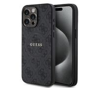 GUESS GUHMP15XG4GFRK Custodia per iPhone 15 PRO Max 6,7 Pollici Custodia Rigida Nera Collezione 4G Pelle Logo in Metallo