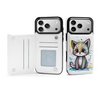 Cover protettiva per iPhone 17 con porta carte di credito e antiurto, motivo leone dei cartoni animati, compatibile con Apple serie 17 (iPhone 17 Pro Max, stampa graffiti)