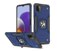 Cover protettiva rinforzata + supporto magnetico per Samsung Galaxy A22 4G, colore blu, con anello di rinforzo.