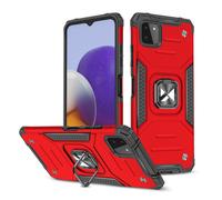 Cover protettiva rinforzata + supporto magnetico per Samsung Galaxy A22 4G, colore rosso Ring Armor.