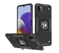 Cover protettiva rinforzata + supporto magnetico Ring Armor per Samsung Galaxy A22 4G, colore nero.