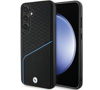 Cover Rigida Case Galaxy S24 BMW MagSafe in Vera Pelle Nera Logo Metallo