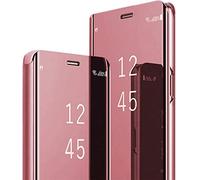 Cover S25 Ultra Custodia per Samsung S25 Ultra 5G Clear View Flip Case con effetto a libro rigido in PC+PU in pelle per Samsung Galaxy S25 Ultra con cavalletto 360 antiurto (oro rosa)