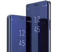 Cover S25 Ultra Custodia per Samsung S25 Ultra 5G Clear View Flip Case con effetto a libro rigido in PC+PU in pelle per Samsung Galaxy S25 Ultra con cavalletto 360 Antiurto Cover (Blu)