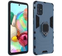 Cover Samsung Galaxy A51 Bi-materiale Anello Supporto Video Blu
