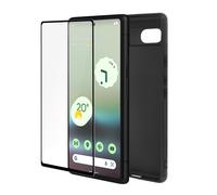 Cover Silicone Morbido Google Pixel 6a Nera + Vetro Temperato 9H Trasparente