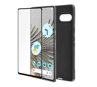 Cover Silicone Morbido Google Pixel 7 Nera + Vetro Temperato 9H Trasparente