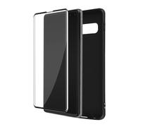 Cover Silicone Samsung Galaxy S10 Plus Nera + Vetro Temperato 9H Trasparente