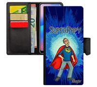 Cover super papy a libro per Samsung Galaxy A71 portafoglio telefono fumetto grande padre papi smartphone blu leather famiglia di