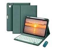 Cover Tastiera E Mouse Per iPad Pro 11 Pollici 2021 M1 Verde Scuro | A2377 A2459 A2301 A2460 Layout Italiano QWERTY Tasti Rotondi Touchpad 7 Colori Portapenna Inferiore Per Appunti Delle Lezioni