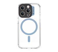 case&me cover trasparente con modulo MagSafe per iPhone 15 Pro, compatibile con MagSafe, protezione per fotocamera, azzurro