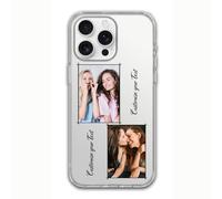 Cover trasparente personalizzabile con due foto e testo, crea il tuo design protettivo trasparente per iPhone 17 16 15 14 13 12 11