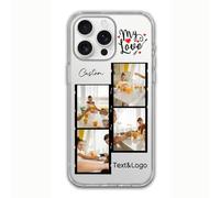 Cover trasparente personalizzata con 4 foto Aggiungi il tuo regalo di testo per la famiglia coppie amici per iPhone 17 16 15 14 13 12 11 XR X XS 8 7 Plus Mini Pro Max