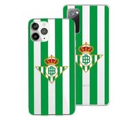 Cover ufficiale Real Betis Balompié sfondo righe scudo iPhone 12 Mini | Licenza ufficiale Real Betis Balompié · Scudo verde bianco · Silicone trasparente antiurto