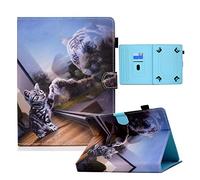 Cover universale compatibile con Blackview Tab 70 WiFi/Tab 7 Pro/Tab 80/Tab 12 Pro, per Teclast T50/T45HD/T40HD/P40HD/M50, custodia in pelle PU per tablet da 10-11 pollici, Gatto e Tigre