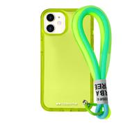 case&me cover con laccetto Urban per iPhone 11, laccio multiuso rimovibile, cover trasparente colorata, cover fashion, giallo