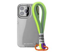 case&me cover con laccetto Urban per iPhone 14 Pro Max, laccio multiuso rimovibile, cover fashion, trasparente