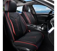 Coverado Coprisedili per auto, universali, colore nero e rosso, confezione da 2, impermeabili, in nappa e similpelle, compatibili con la maggior parte delle auto, coprisedili anteriori