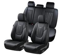 Coverado Set completo di 5 coprisedili per auto, con supporto lombare e poggiatesta rimovibile, in pelle traspirante, cuscino universale per sedili anteriori e posteriori per camion, colore nero