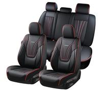 Coverado Set completo di coprisedili per auto, 5 pezzi, protezione per sedili con supporto lombare e poggiatesta rimovibile, in pelle traspirante, cuscino per sedile anteriore e posteriore,