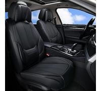 Coverado Universal Seat Covers Front, 2-Pack Universal Seat Covers for Cars, Waterproof Nappa Leather Car Seat Covers with Head Pillow, Auto Protectors Fit for Most Sedans SUV Pick-up Truck-Black